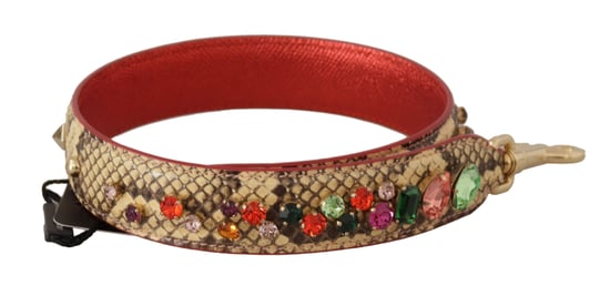 Dolce & Gabbana Beige Exotisch Leren Kristallen Schouderband - Image 1