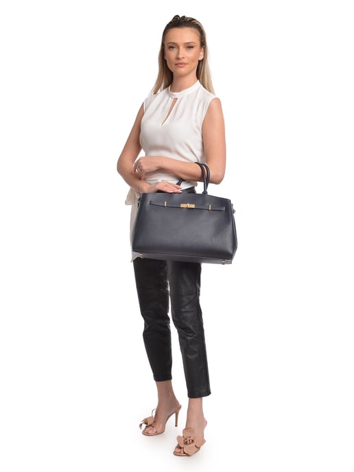 Anna Luchini Blauw Rundleer Tas - Image 5