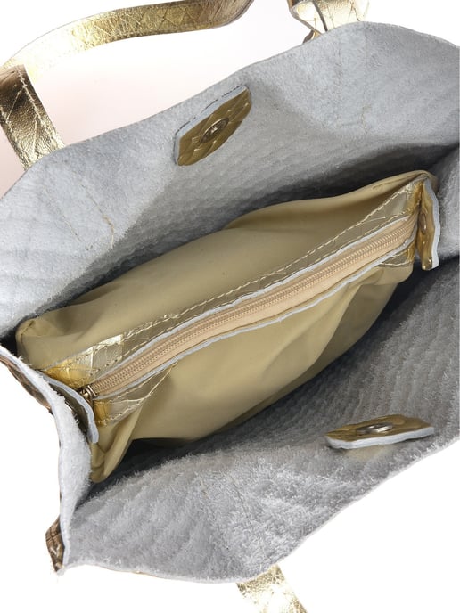 Anna Luchini Goud Rundleer Tas - Image 4