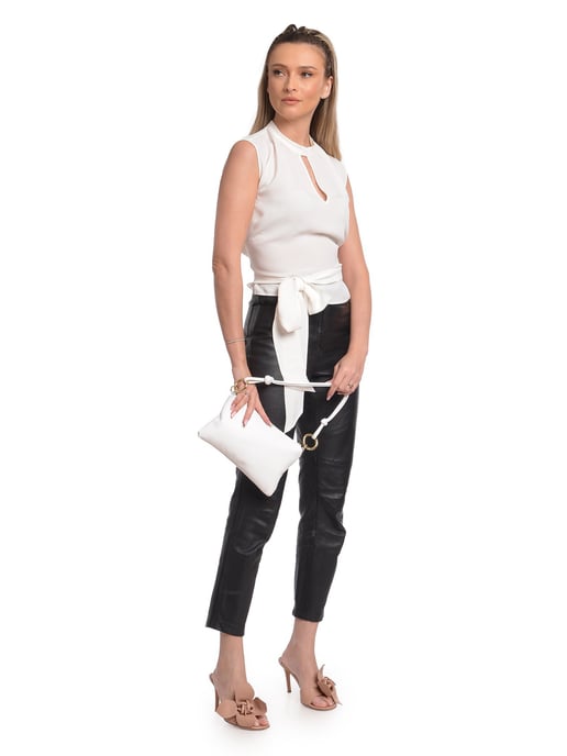 Anna Luchini Wit Rundleer Tas - Image 5