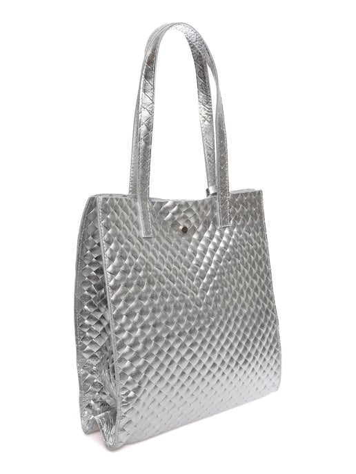 Anna Luchini Zilver Rundleer Tas - Image 2