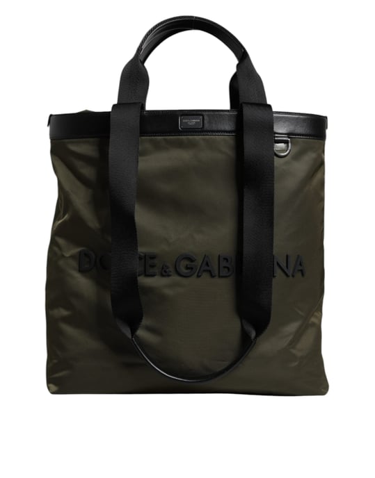 Dolce & Gabbana Militair Groen Nylon Schouderband Tote Bag - Image 3
