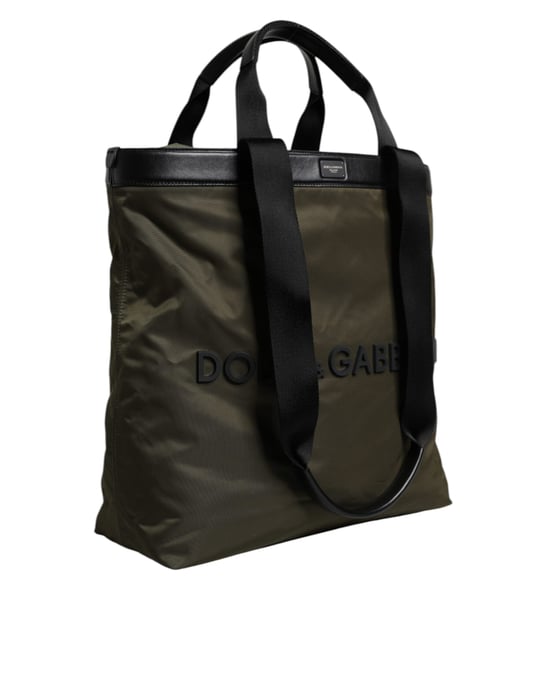 Dolce & Gabbana Militair Groen Nylon Schouderband Tote Bag - Image 4