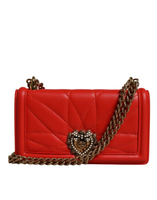 Dolce & Gabbana Red Quilted Devotion Crossbody Chain Phone Cover Bag - Image 1