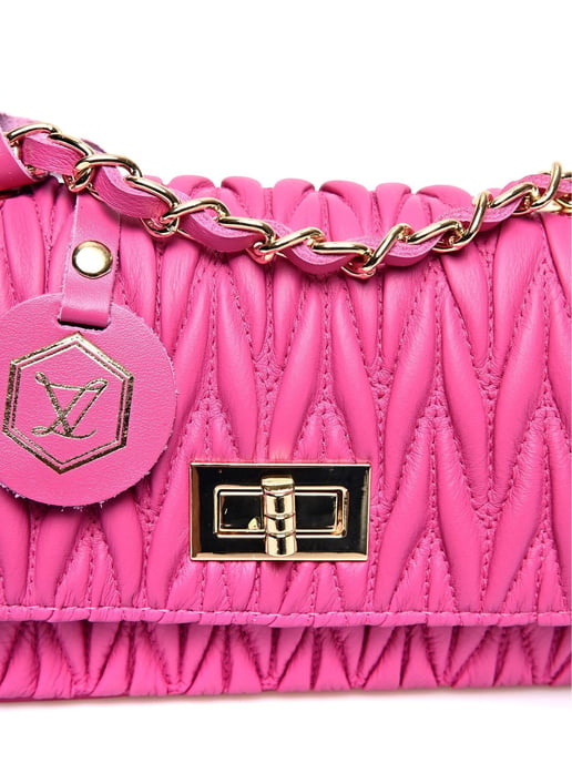 Luisa Vannini Fuchsia Leather Bag - Image 3