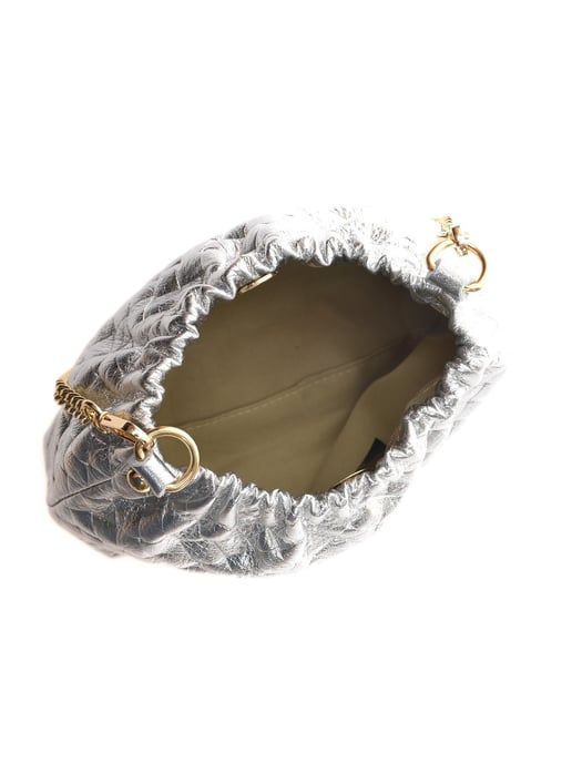 Anna Luchini Zilver Rundleer Tas - Image 4