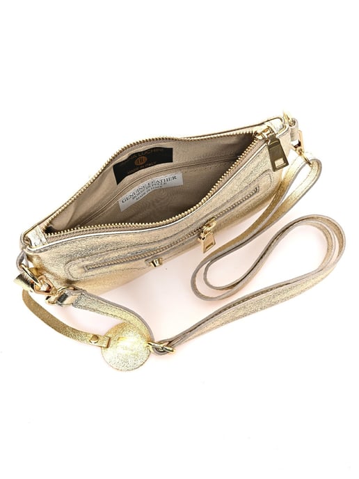 Anna Luchini Goud Rundleer Tas - Image 4