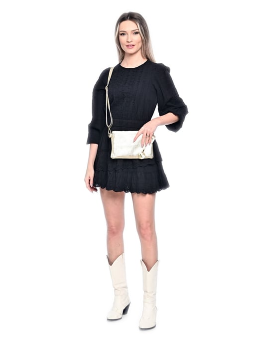 Anna Luchini Goud Rundleer Tas - Image 5