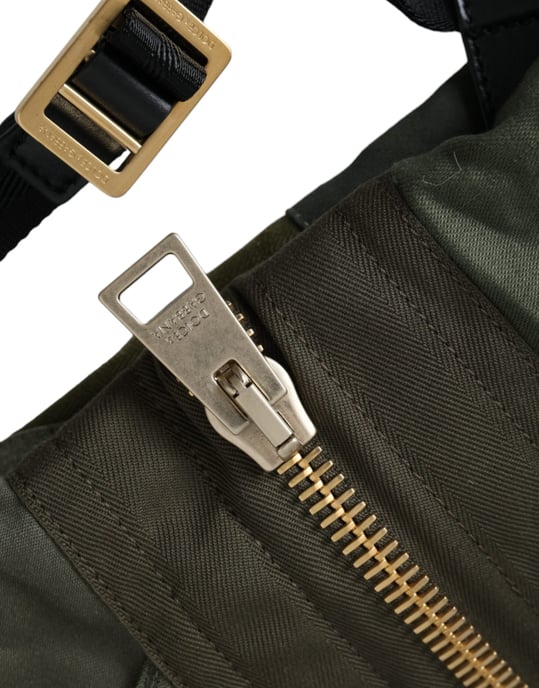Dolce & Gabbana Militärgrön Patchwork Rygsäck - Image 5
