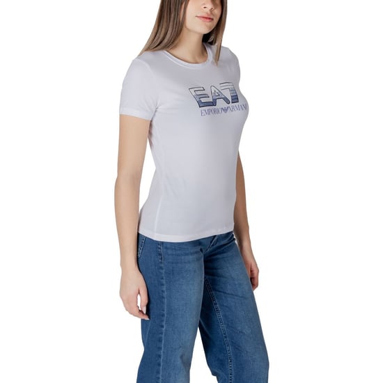 EA7 Emporio Armani Vit T-shirt i Bomull - Image 3