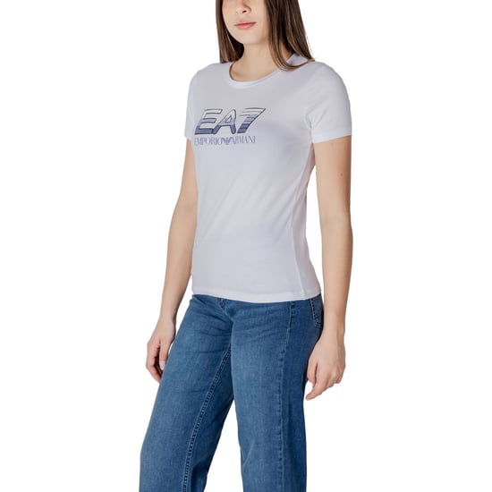 EA7 Emporio Armani Vit T-shirt i Bomull - Image 4