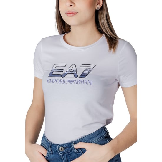 EA7 Emporio Armani Vit T-shirt i Bomull - Image 5