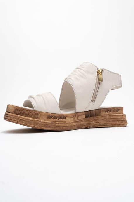 Lunas Leer Side-Zip Plat Hak Sandaal - Image 4