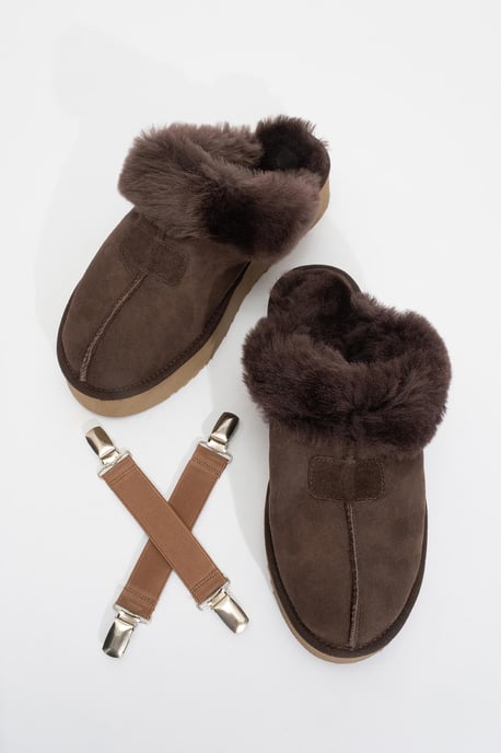 Olessa leren pantoffel met bont - Image 2