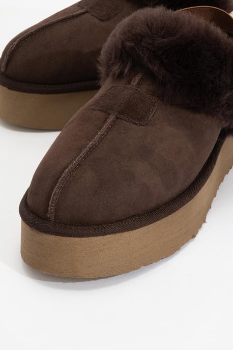 Olessa leren pantoffel met bont - Image 3