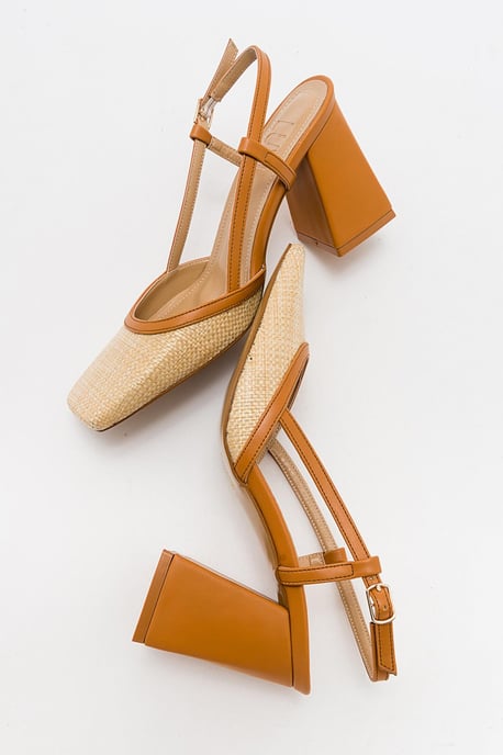 Rivie Raffia Pump met Vierkante Neus en Blokhak (Dames) - Image 3