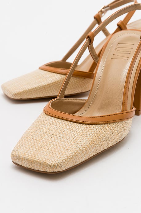 Rivie Raffia Pump met Vierkante Neus en Blokhak (Dames) - Image 5