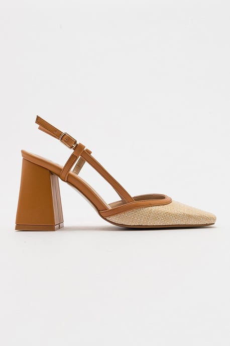 Rivie Raffia Pump met Vierkante Neus en Blokhak (Dames) - Image 6