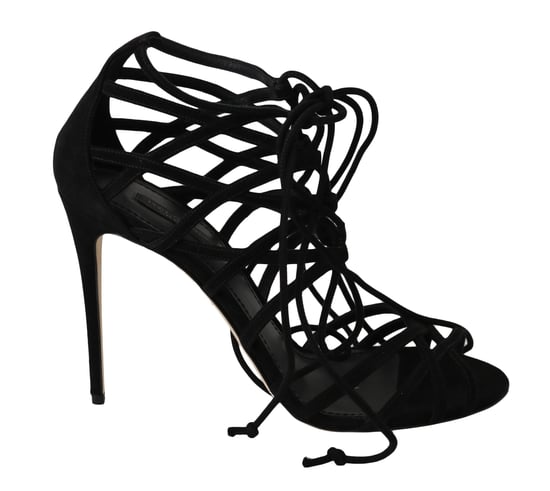 Dolce & Gabbana Zwarte Suède Strap Stiletto Sandalen - Image 1