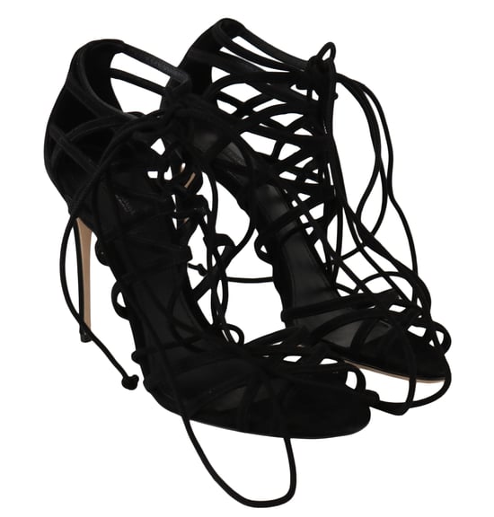 Dolce & Gabbana Zwarte Suède Strap Stiletto Sandalen - Image 3