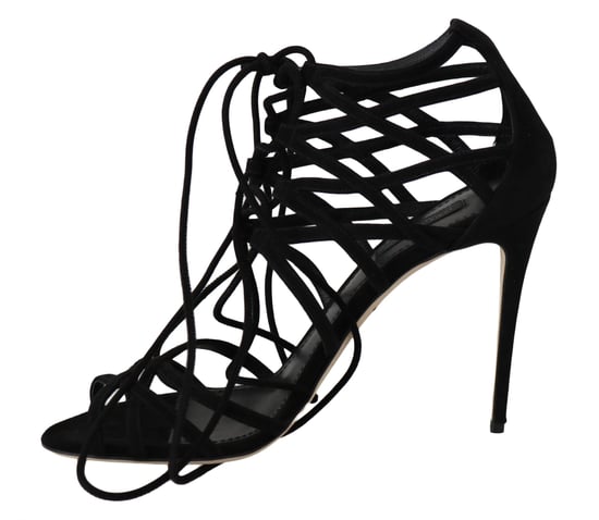 Dolce & Gabbana Zwarte Suède Strap Stiletto Sandalen - Image 5