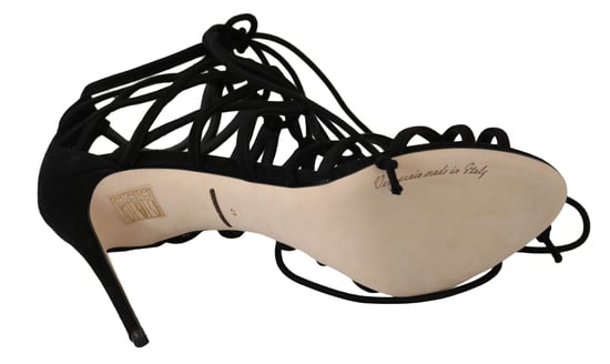Dolce & Gabbana Zwarte Suède Strap Stiletto Sandalen - Image 6