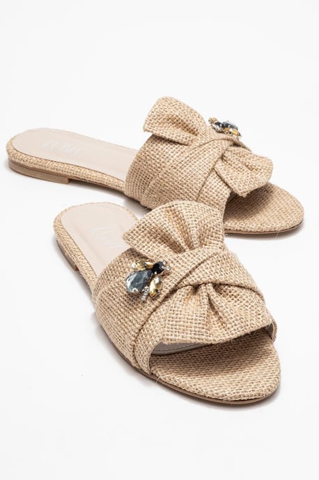 Daphne Raffia Bow Slide Sandal - Image 2