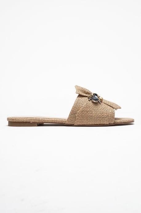 Daphne Raffia Bow Slide Sandal - Image 6