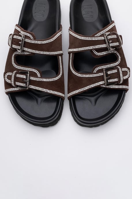 Allen Rhinestone Läder Slide Sandal (Women) - Image 3