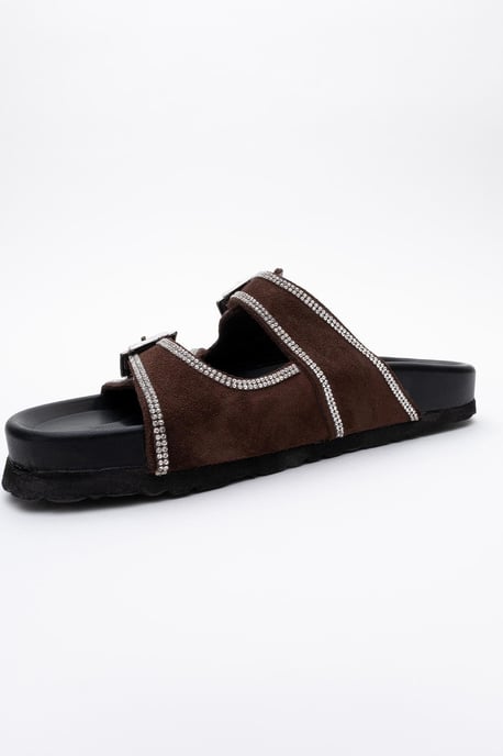 Allen Rhinestone Läder Slide Sandal (Women) - Image 4