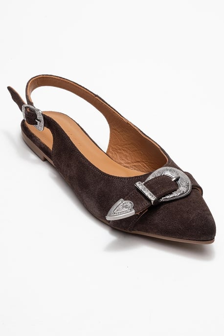 Cordelia Läder Spetsig Tå Spänne Sandal - Image 1