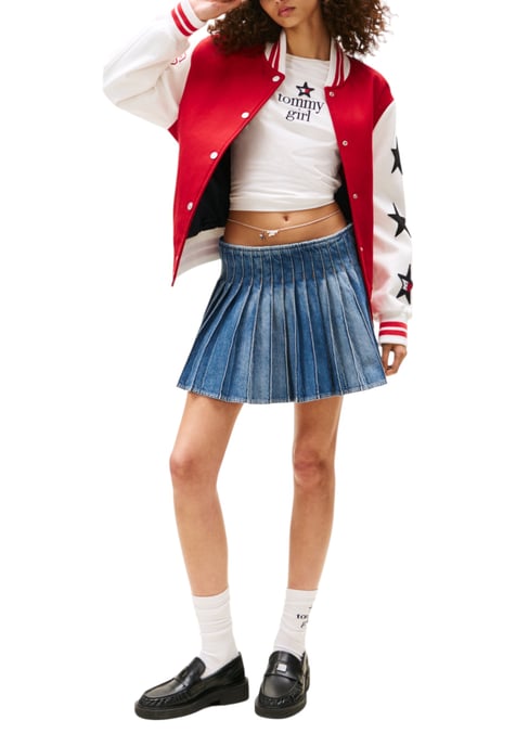Fållad Denim Mini Kjol - Image 2