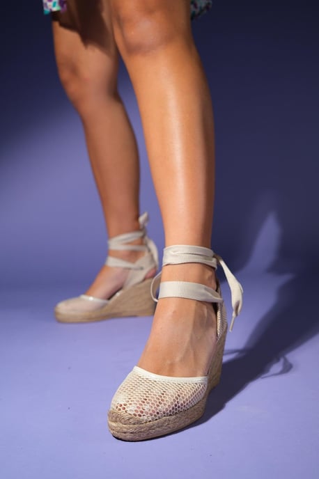 Lions Mesh Leren Sleehak Espadrilles Sandaal (Dames) - Image 2