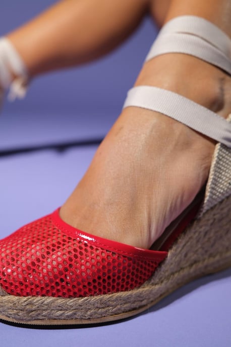Lions Mesh Leather Wedge Espadrilles Sandal (Women) - Image 2