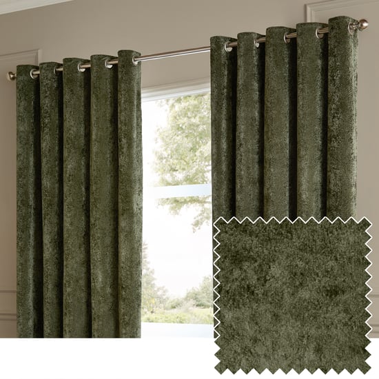 Paoletti Lustre Velvet Fully Lined Eyelet Curtain Pair - Image 1