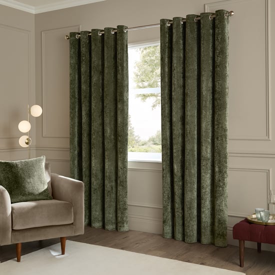 Paoletti Lustre Velvet Fully Lined Eyelet Curtain Pair - Image 2
