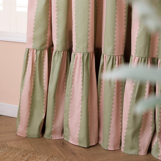 Wylder Birdie Stripe Fully Lined Ruffle Pencil Pleat Curtain Pair - Image 3