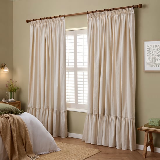 Wylder Birdie Stripe Fully Lined Ruffle Pencil Pleat Curtain Pair - Image 2