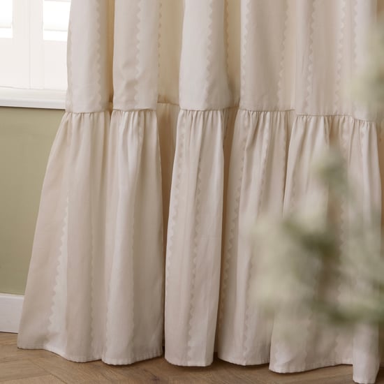 Wylder Birdie Stripe Fully Lined Ruffle Pencil Pleat Curtain Pair - Image 3