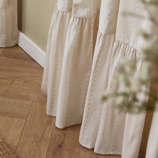 Wylder Birdie Stripe Fully Lined Ruffle Pencil Pleat Curtain Pair - Image 4
