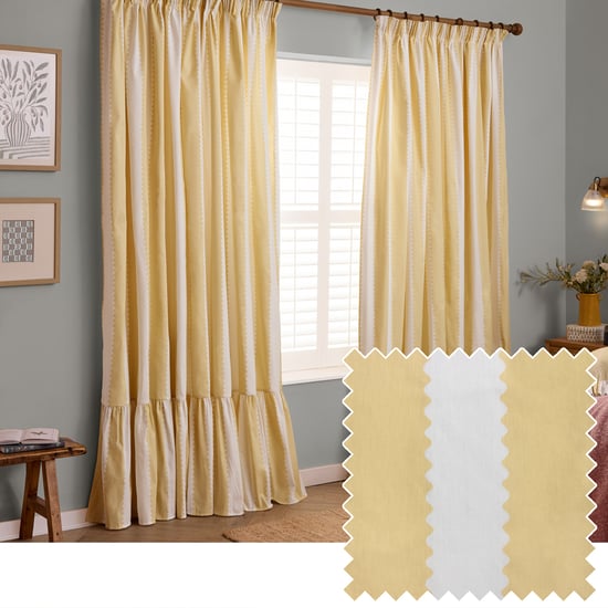 Wylder Birdie Stripe Fully Lined Ruffle Pencil Pleat Curtain Pair - Image 1