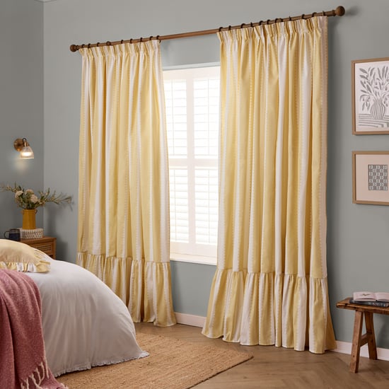 Wylder Birdie Stripe Fully Lined Ruffle Pencil Pleat Curtain Pair - Image 2