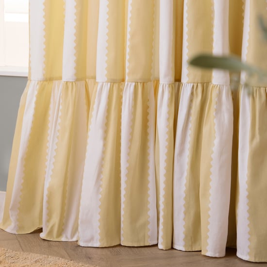 Wylder Birdie Stripe Fully Lined Ruffle Pencil Pleat Curtain Pair - Image 3