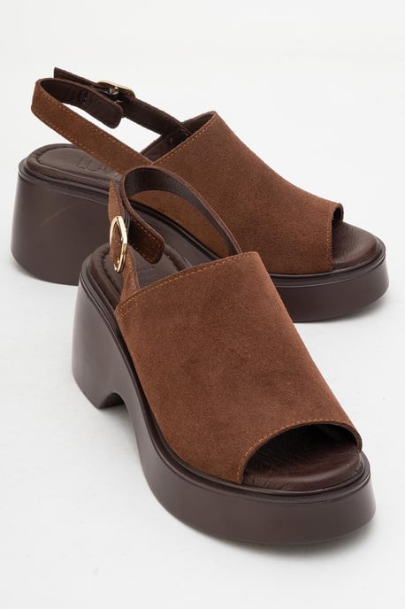 Power Leer Platform Sleehak Sandalen (Women) - Image 2