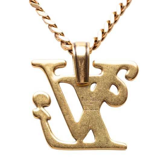 Tweedehands Nigo Gouden Geplateerde Vierkante Logo Hanger Ketting - Image 3