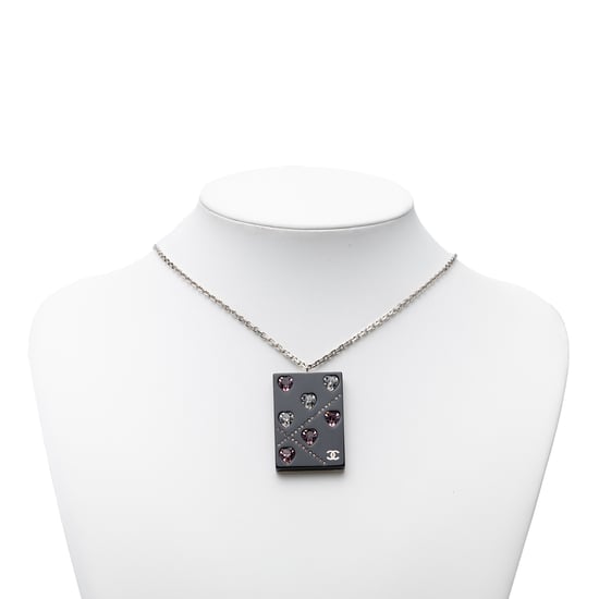 Pre-owned Resin Rhinestone Hearts Pendant Necklace - Image 1