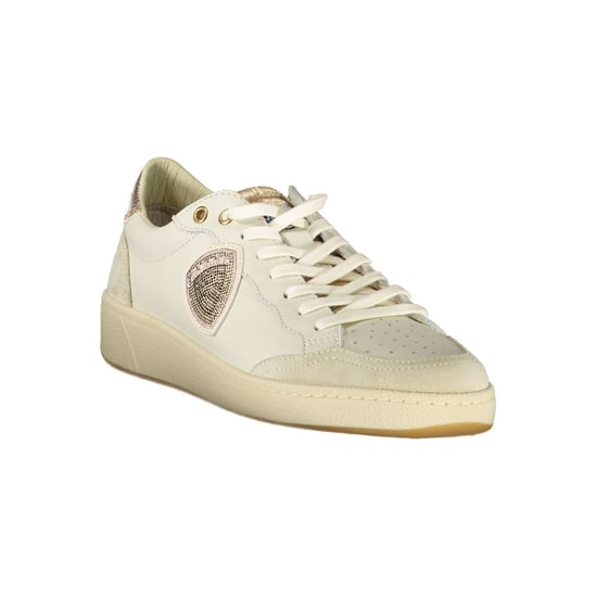 Blauer Vit Läder Dam Sneakers - Image 2