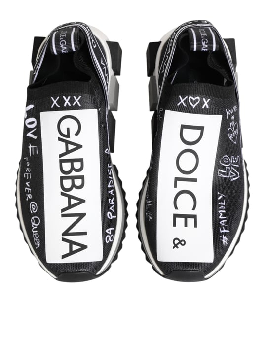 Dolce & Gabbana Black White Sorrento Low Top Sneakers Shoes - Image 4
