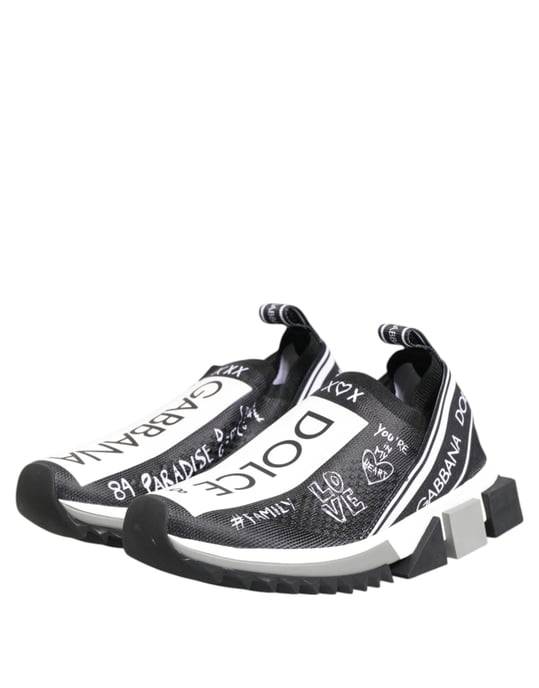 Dolce & Gabbana Black White Sorrento Low Top Sneakers Shoes - Image 5