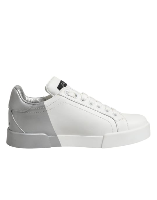 Dolce & Gabbana Witte Grijze Lage Leer Sneakerschoenen - Image 2